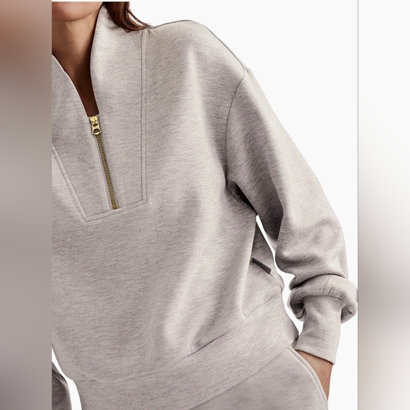 Varley Davidson Quarter-Zip Sweatshirt Ivory Marie Size Large - Picture 3 of 16